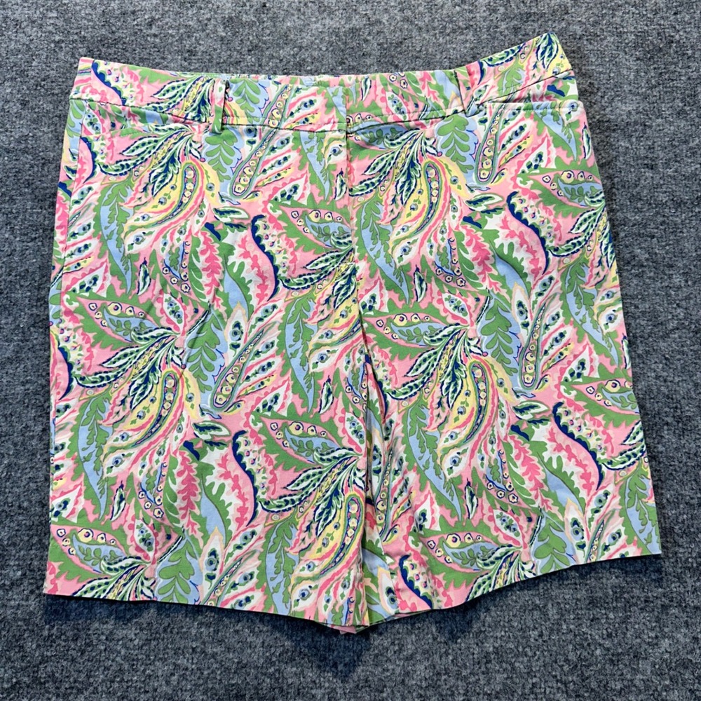 Talbots Perfect Short Womens 14 Multi Color Paisley Preppy Summer Coastal